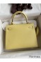 Hermes Kelly Sellier 25 Handmade Bag In Jaune Poussin Epsom Calfskin