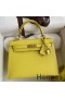 Hermes Kelly Sellier 25 Handmade Bag In Lime Epsom Calfskin