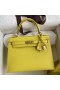 Hermes Kelly Sellier 25 Handmade Bag In Lime Epsom Calfskin