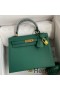 Hermes Kelly Sellier 25 Handmade Bag In Malachite Epsom Calfskin