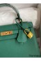 Hermes Kelly Sellier 25 Handmade Bag In Malachite Epsom Calfskin