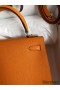 Hermes Kelly Sellier 25 Handmade Bag In Orange Epsom Calfskin