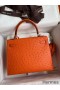 Hermes Kelly Sellier 25 Handmade Bag In Orange Ostrich Leather