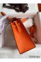 Hermes Kelly Sellier 25 Handmade Bag In Orange Ostrich Leather