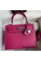 Hermes Kelly Sellier 25 Handmade Bag In Rose Purple Epsom Calfskin