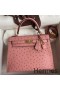 Hermes Kelly Sellier 25 Handmade Bag In Terre Cuite Ostrich Leather