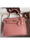 Hermes Kelly Sellier 25 Handmade Bag In Terre Cuite Ostrich Leather
