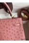 Hermes Kelly Sellier 25 Handmade Bag In Terre Cuite Ostrich Leather