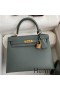 Hermes Kelly Sellier 25 Handmade Bag In Vert Amande Epsom Calfskin