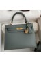 Hermes Kelly Sellier 25 Handmade Bag In Vert Amande Epsom Calfskin