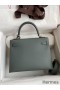 Hermes Kelly Sellier 25 Handmade Bag In Vert Amande Epsom Calfskin