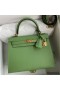 Hermes Kelly Sellier 25 Handmade Bag In Vert Criquet Epsom Calfskin