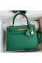 Hermes Kelly Sellier 25 Handmade Bag In Vert Vertigo Epsom Calfskin