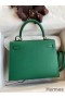 Hermes Kelly Sellier 25 Handmade Bag In Vert Vertigo Epsom Calfskin
