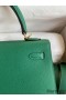 Hermes Kelly Sellier 25 Handmade Bag In Vert Vertigo Epsom Calfskin