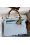 Hermes Kelly Sellier 25 Tricolor Bag in Blue/Green/SesameEpsom Calfskin