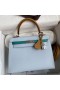 Hermes Kelly Sellier 25 Tricolor Bag in Blue/Green/SesameEpsom Calfskin