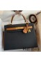 Hermes Kelly Sellier 28 Bicolor Bag in Black and Gold Epsom Calfskin