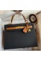 Hermes Kelly Sellier 28 Bicolor Bag in Black and Gold Epsom Calfskin