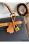 Hermes Kelly Sellier 28 Bicolor Bag in Black and Gold Epsom Calfskin