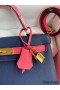 Hermes Kelly Sellier 28 Bicolor Bag in Blue Saphir and Rose Lipstick Epsom Calfskin