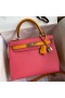 Hermes Kelly Sellier 28 Bicolor Bag in Rose Lipstick and Yellow Epsom Calfskin