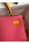 Hermes Kelly Sellier 28 Bicolor Bag in Rose Lipstick and Yellow Epsom Calfskin