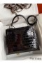 Hermes Kelly Sellier 28 Handmade Bag In Black Crocodile Niloticus Shiny Skin