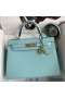 Hermes Kelly Sellier 28 Handmade Bag In Blue Atoll Epsom Calfskin