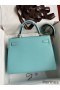 Hermes Kelly Sellier 28 Handmade Bag In Blue Atoll Epsom Calfskin