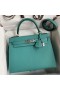 Hermes Kelly Sellier 28 Handmade Bag In Blue Paon Epsom Calfskin