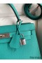 Hermes Kelly Sellier 28 Handmade Bag In Blue Paon Epsom Calfskin
