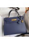 Hermes Kelly Sellier 28 Handmade Bag In Blue Saphir Epsom Calfskin