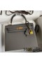 Hermes Kelly Sellier 28 Handmade Bag In Etain Epsom Calfskin