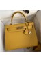 Hermes Kelly Sellier 28 Handmade Bag In Jaune Ambre Epsom Calfskin