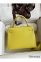 Hermes Kelly Sellier 28 Handmade Bag In Lime Epsom Calfskin