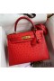 Hermes Kelly Sellier 28 Handmade Bag In Red Ostrich Leather