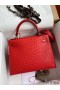 Hermes Kelly Sellier 28 Handmade Bag In Red Ostrich Leather