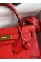 Hermes Kelly Sellier 28 Handmade Bag In Red Ostrich Leather