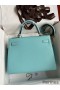 Hermes Kelly Sellier 32 Handmade Bag Blue Atoll Black Epsom Calfskin