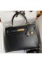Hermes Kelly Sellier 32 Handmade Bag In Black Box Calfskin