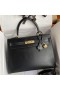 Hermes Kelly Sellier 32 Handmade Bag In Black Box Calfskin