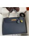 Hermes Kelly Sellier 32 Handmade Bag In Blue Indigo Epsom Calfskin