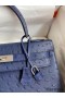 Hermes Kelly Sellier 32 Handmade Bag In Blue Iris Ostrich Leather