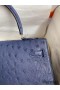 Hermes Kelly Sellier 32 Handmade Bag In Blue Iris Ostrich Leather