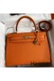Hermes Kelly Sellier 32 Handmade Bag In Orange Epsom Calfskin