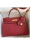 Hermes Kelly Sellier 32 Handmade Bag In Red Epsom Calfskin