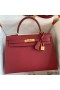 Hermes Kelly Sellier 32 Handmade Bag In Red Epsom Calfskin