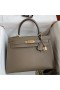 Hermes Kelly Sellier 32 Handmade Bag In Taupe Epsom Calfskin