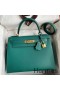 Hermes Kelly Sellier 32 Handmade Bag in Malachite Epsom Calfskin